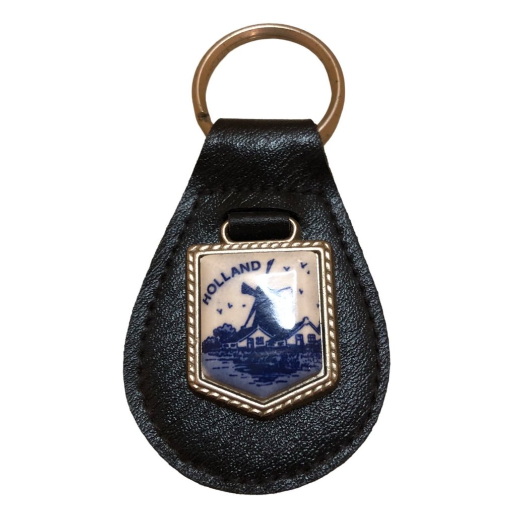 Vtg Leather Holland Key Ring